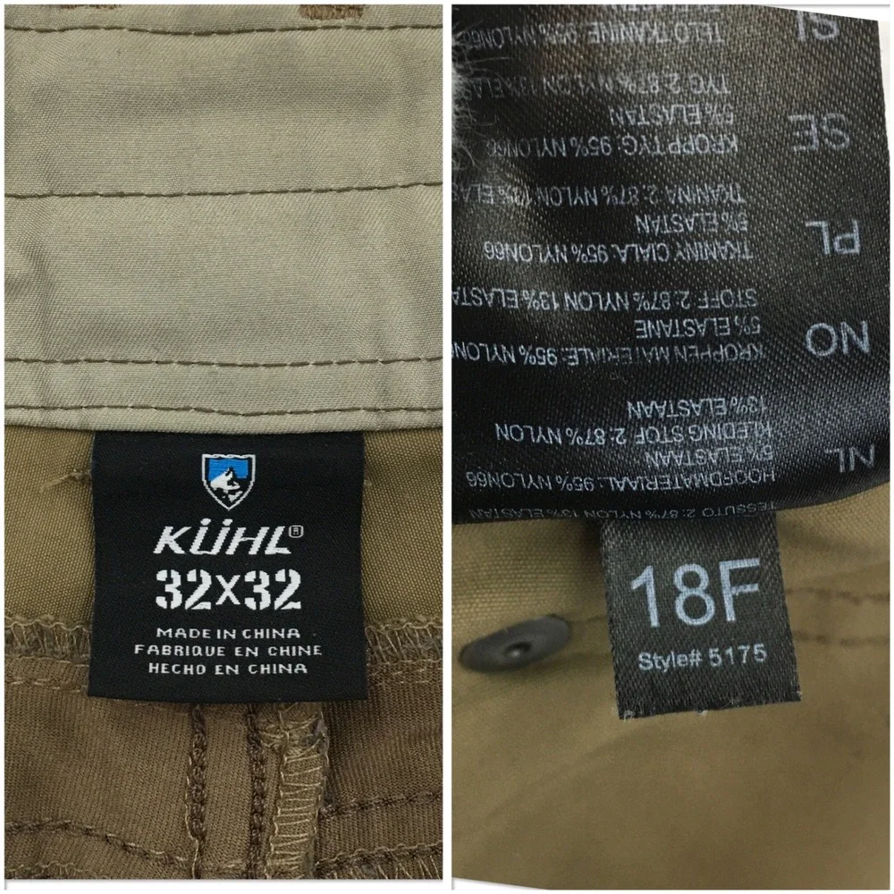 KUHL Renegade Aktion Pants Mens 32x32 Brown Outdoor Hiking Lightweight Trousers